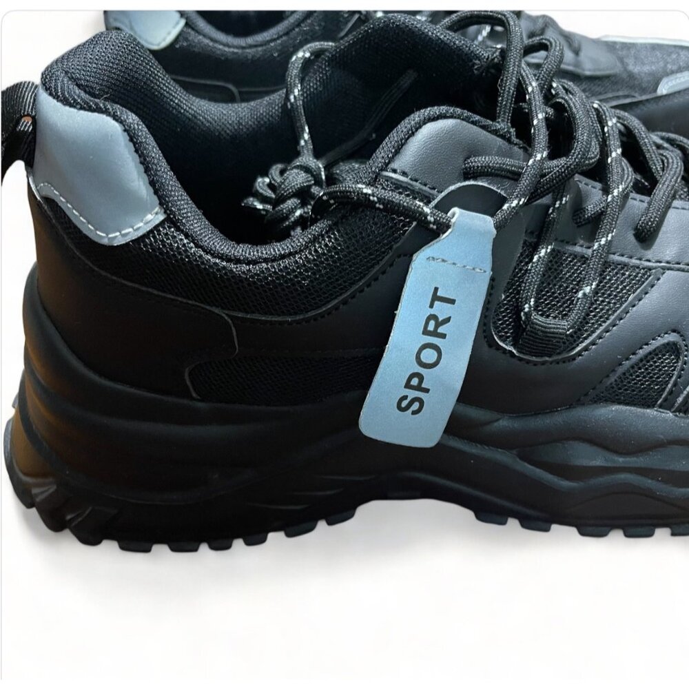 Fashion Sport Men's Athletic Black & Gray Sport Sneakers, Size 12, New - Picture 6 of 9
